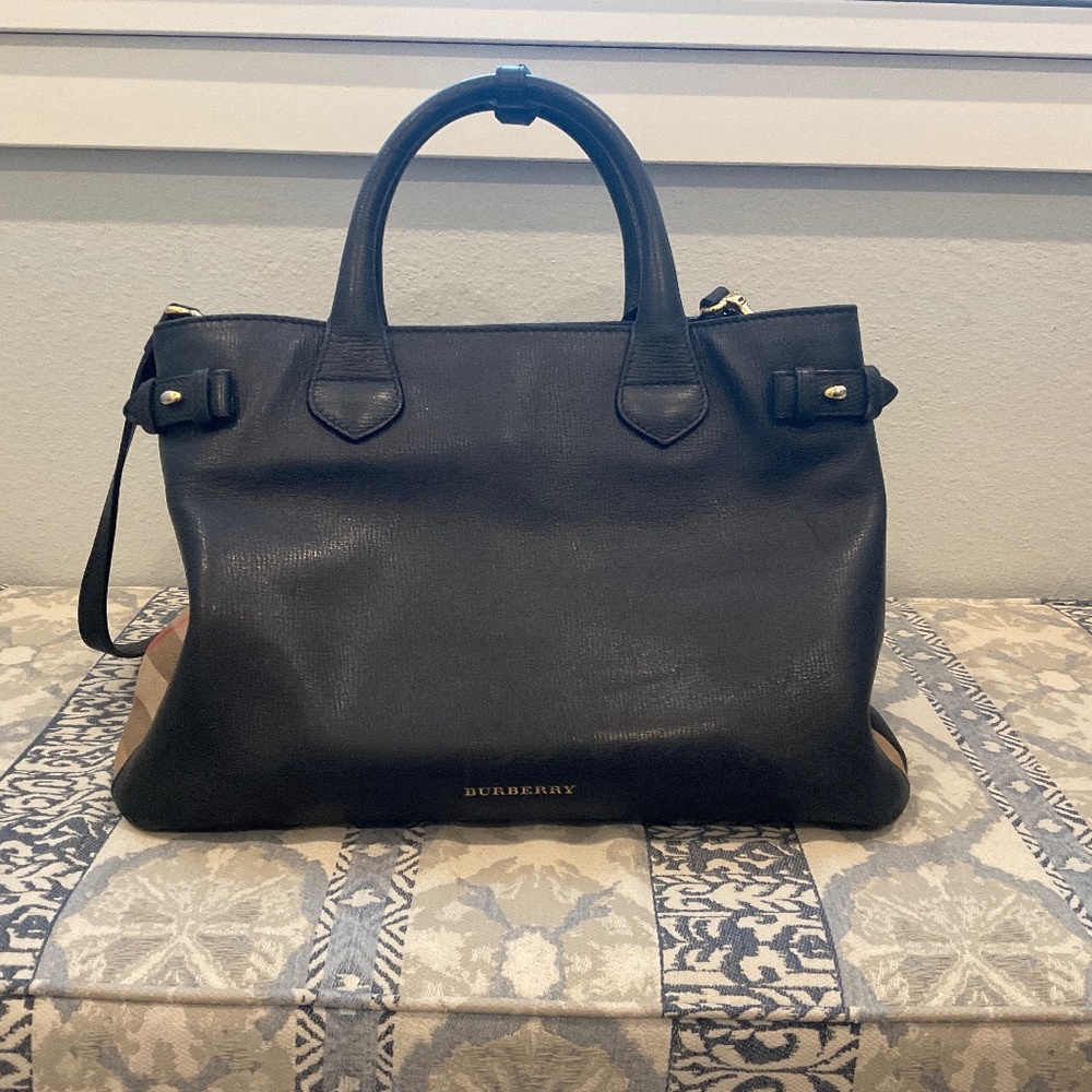 Black Burberry Medium Banner Tote